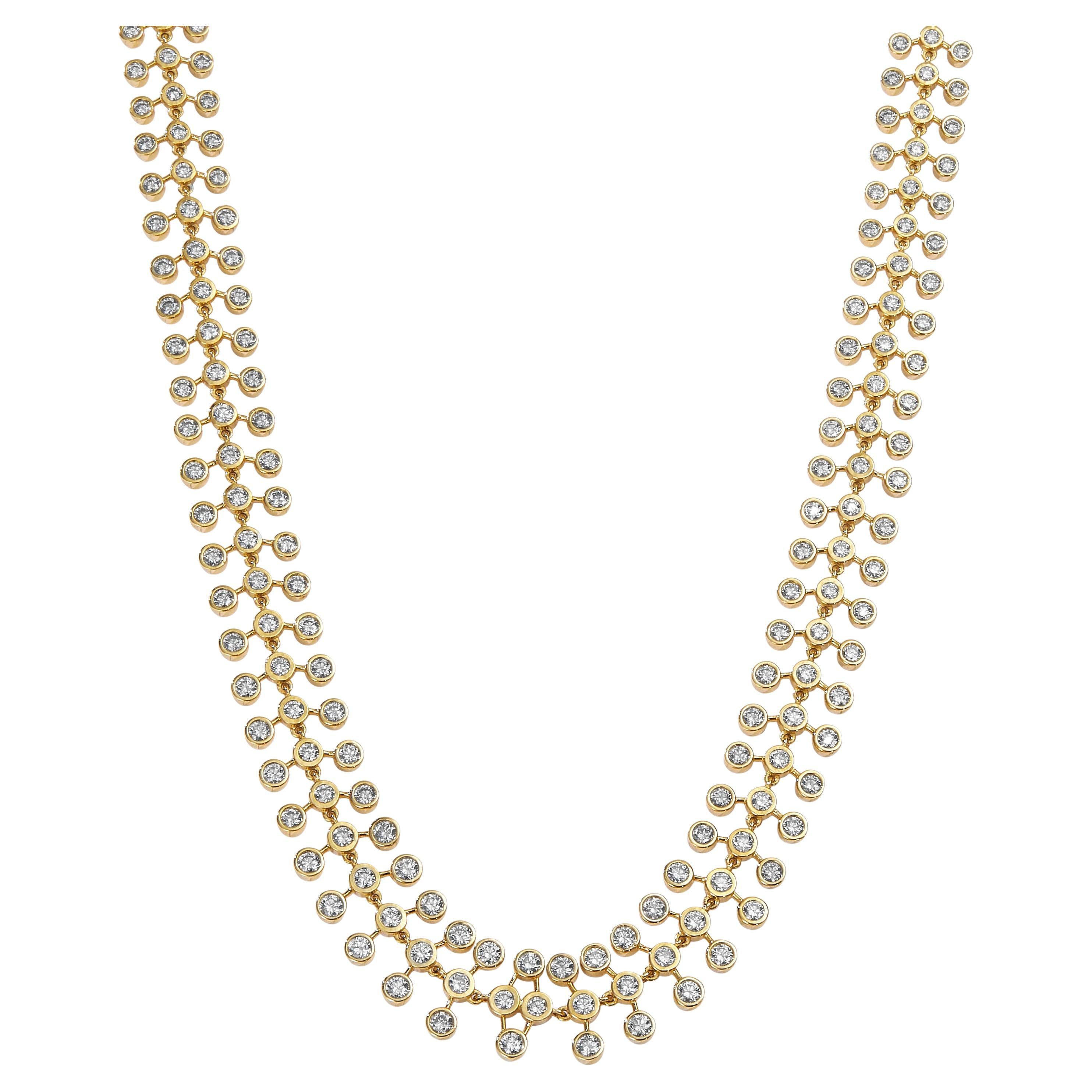 Syna Yellow Gold Mogul Necklace with Diamonds For Sale