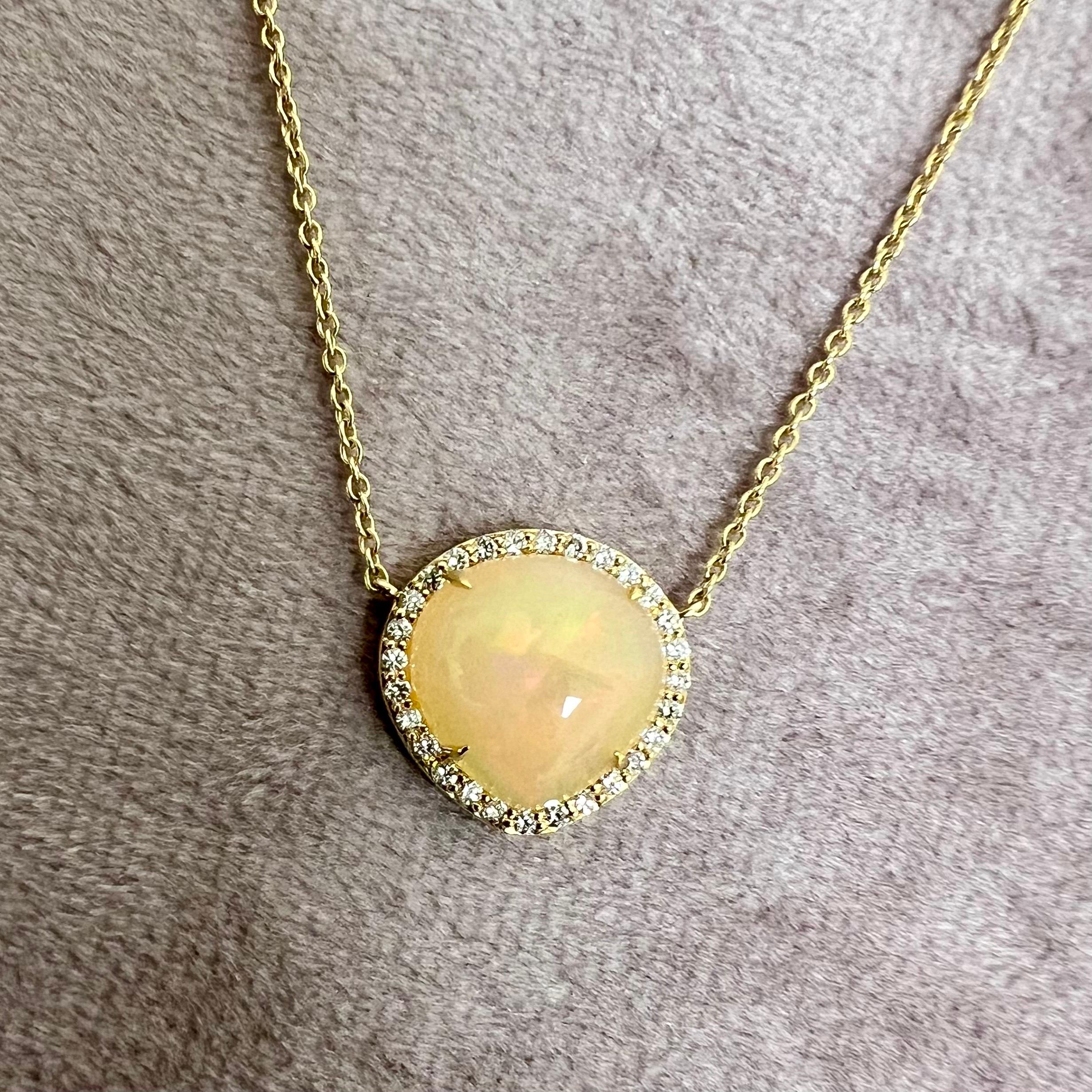 Contemporary Syna Yellow Gold Mogul Necklace with Ethiopian Opal and Diamonds For Sale