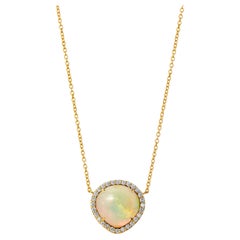 Syna Yellow Gold Mogul Necklace with Ethiopian Opal and Diamonds