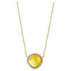 Syna Yellow Gold Mogul Necklace with Lemon Quartz and Champagne Diamonds