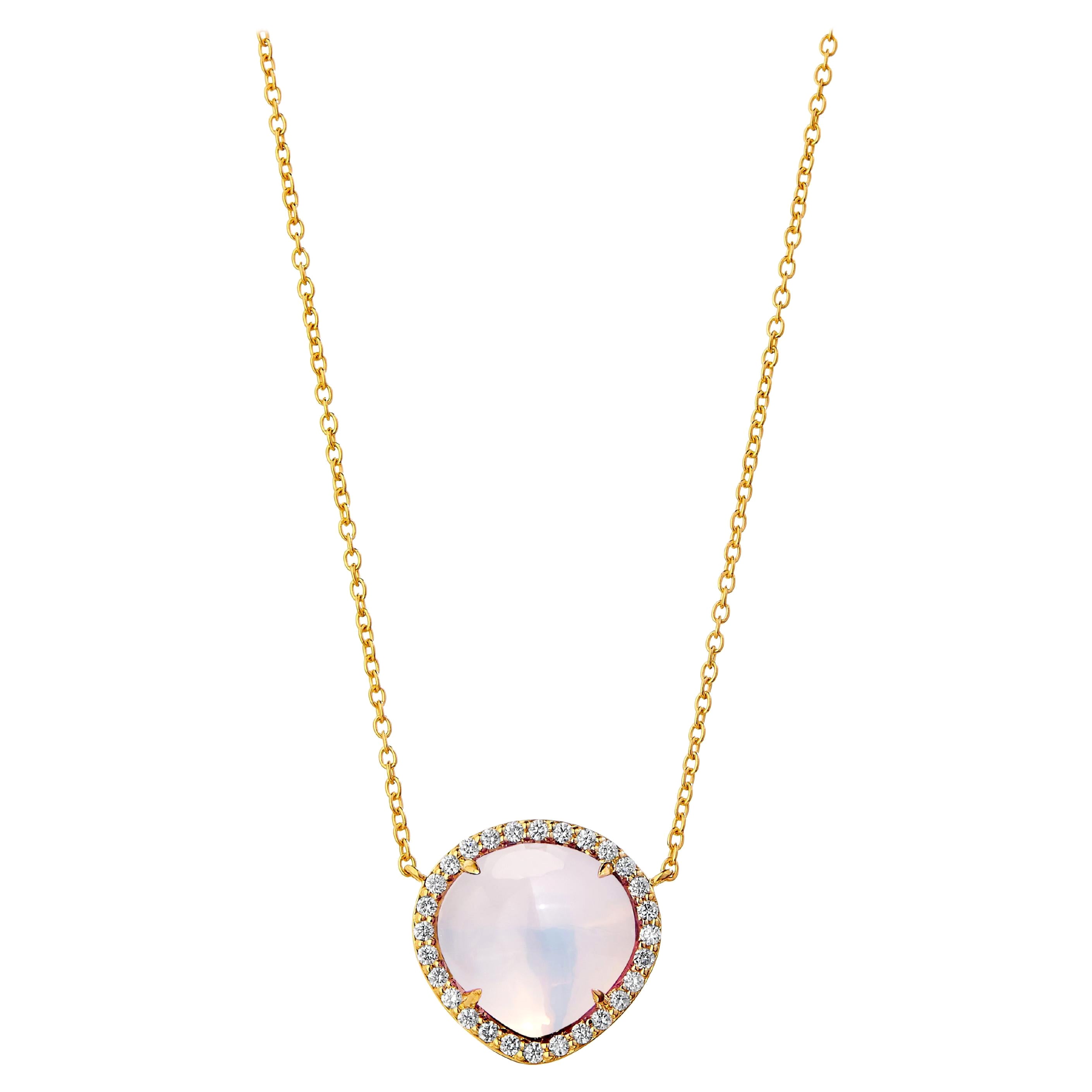 Collana Mogul in oro giallo Syna con quarzo lunare e diamanti in vendita