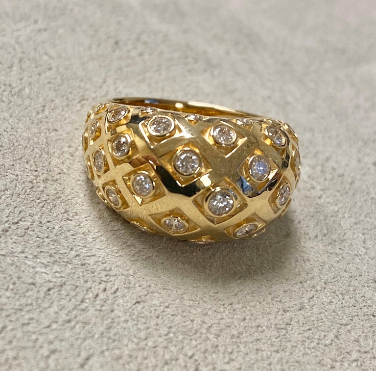Syna Yellow Gold Mogul Ring with Champagne Diamonds For Sale at 1stDibs