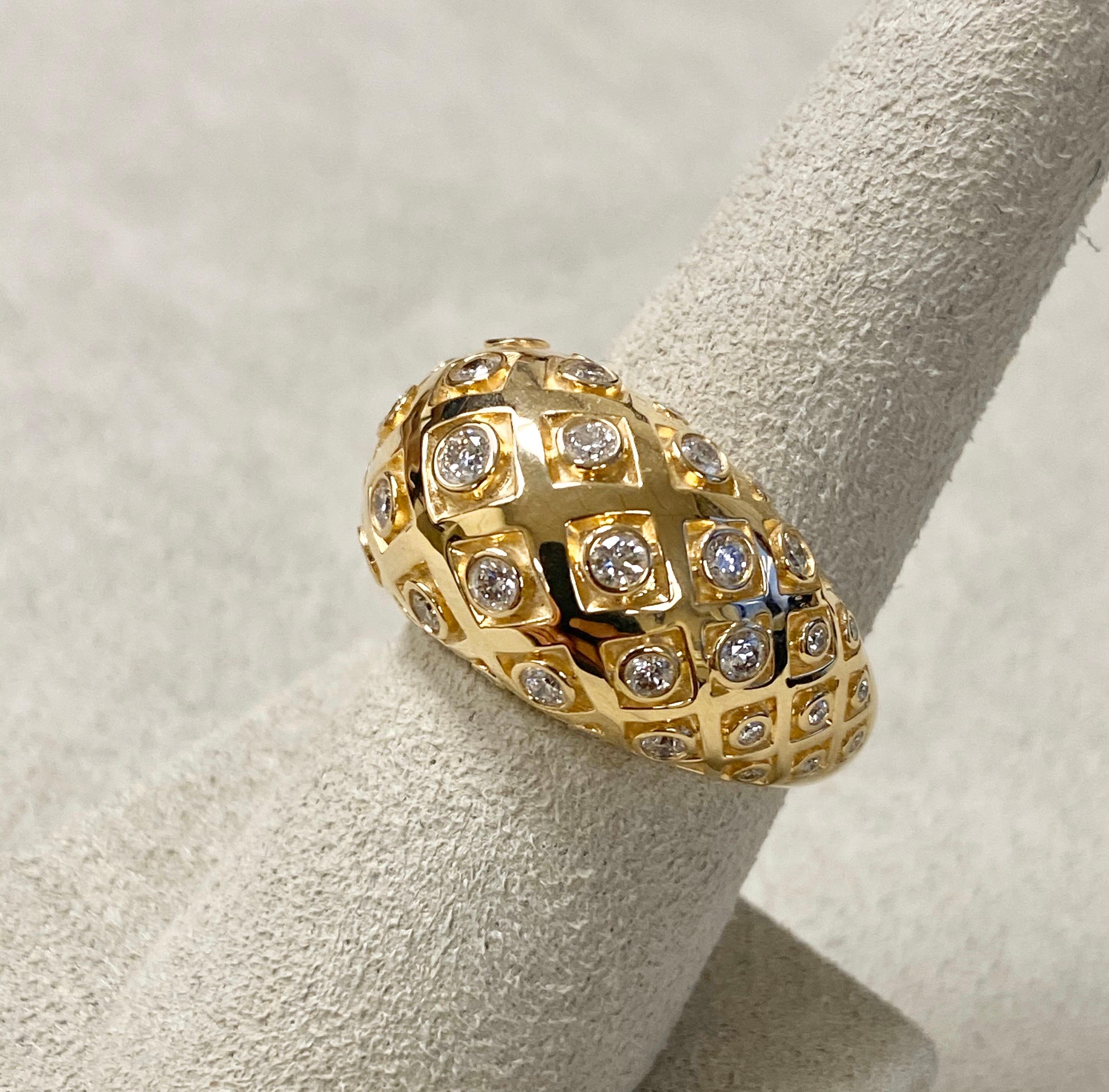Contemporary Syna Yellow Gold Mogul Ring with Diamonds For Sale