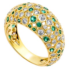 Syna Yellow Gold Mogul Ring with Emeralds and Champagne Diamonds