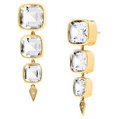 Syna Yellow Gold Mogul Rock Crystal Earrings with Champagne Diamonds