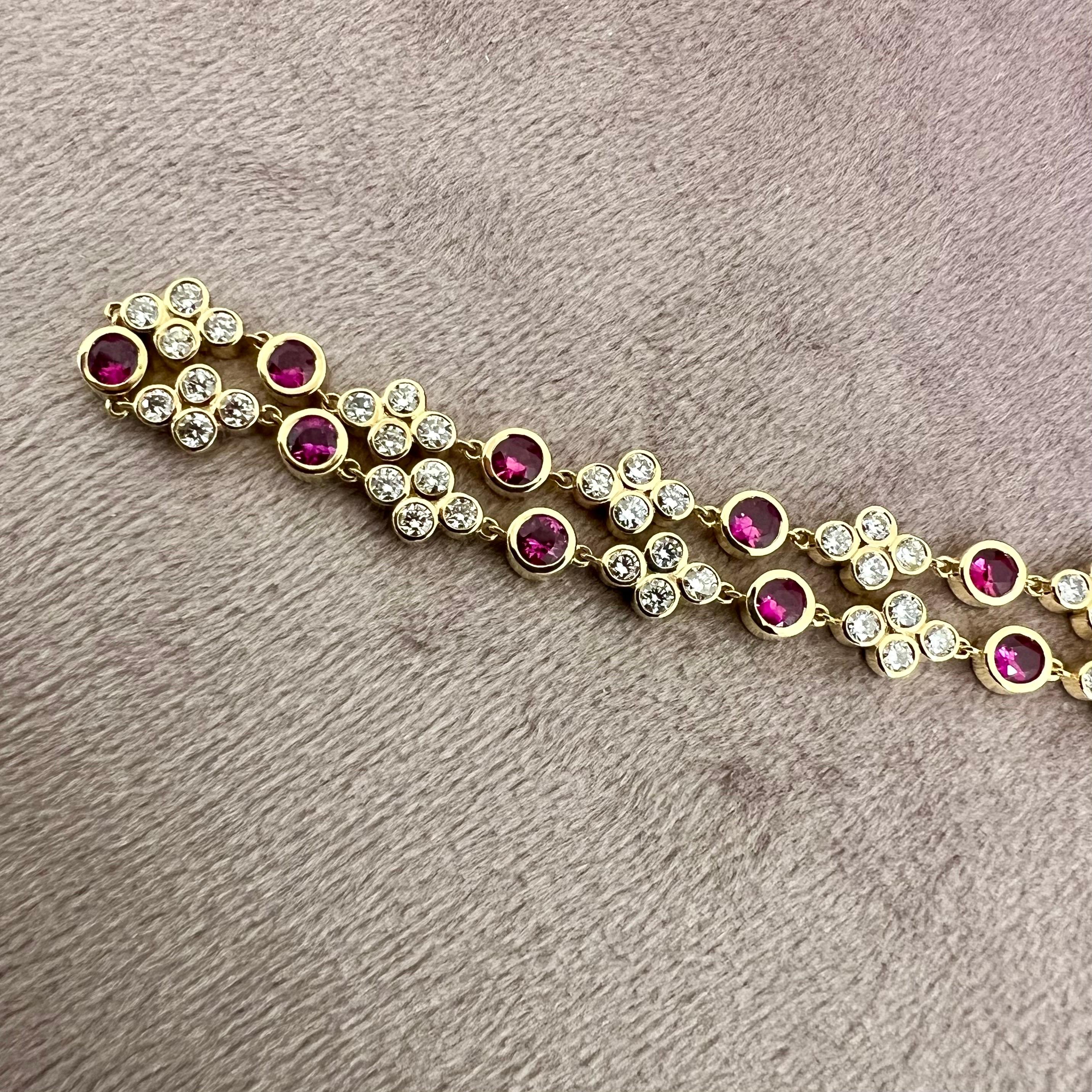 Contemporary Syna Yellow Gold Mogul Rubies and Diamonds Bracelet For Sale