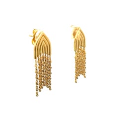 Syna Yellow Gold Mogul Window Earrings with Diamonds