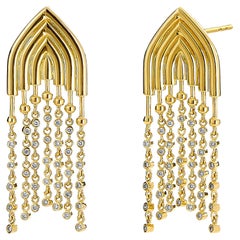 Syna Yellow Gold Mogul Window Earrings with Diamonds