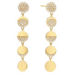 Syna Yellow Gold Moon Phase Duster Earrings with Diamonds
