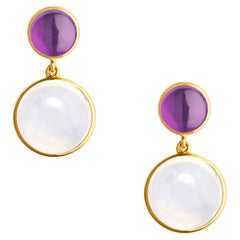 Syna Boucles d'oreilles en or jaune, quartz de lune et améthyste