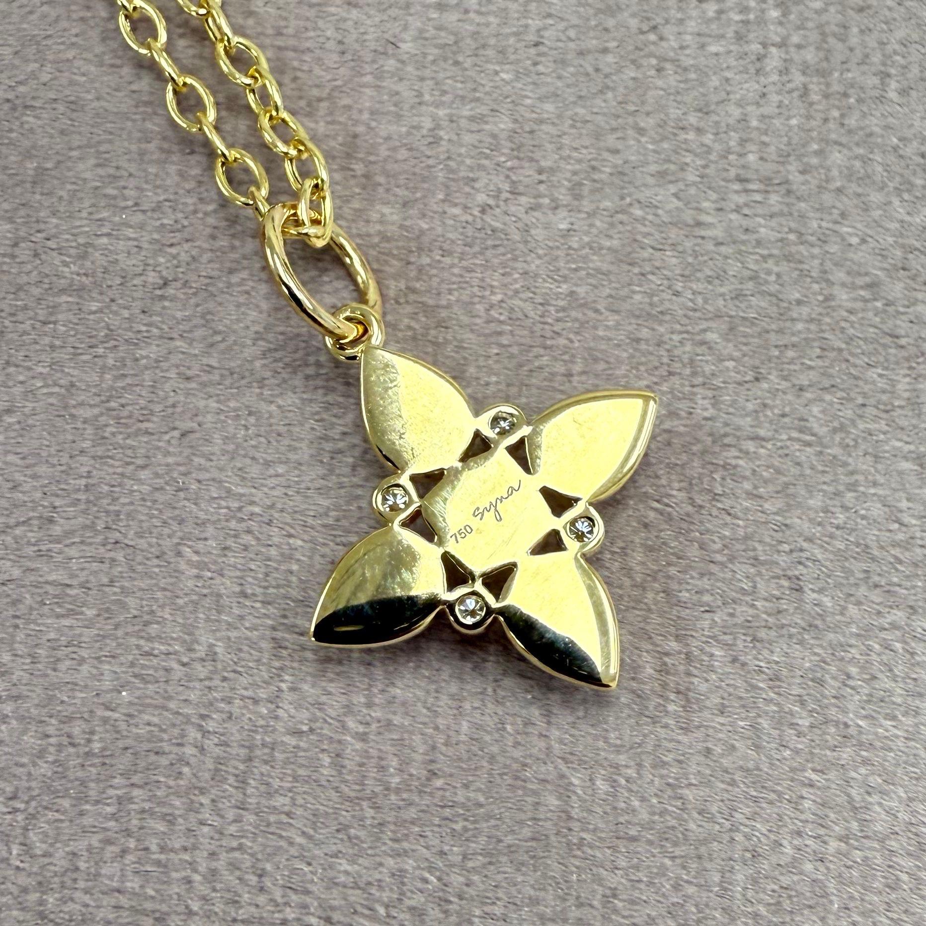 Taille mixte Pendentif en or jaune Syna en quartz lunaire et améthyste avec diamants en vente