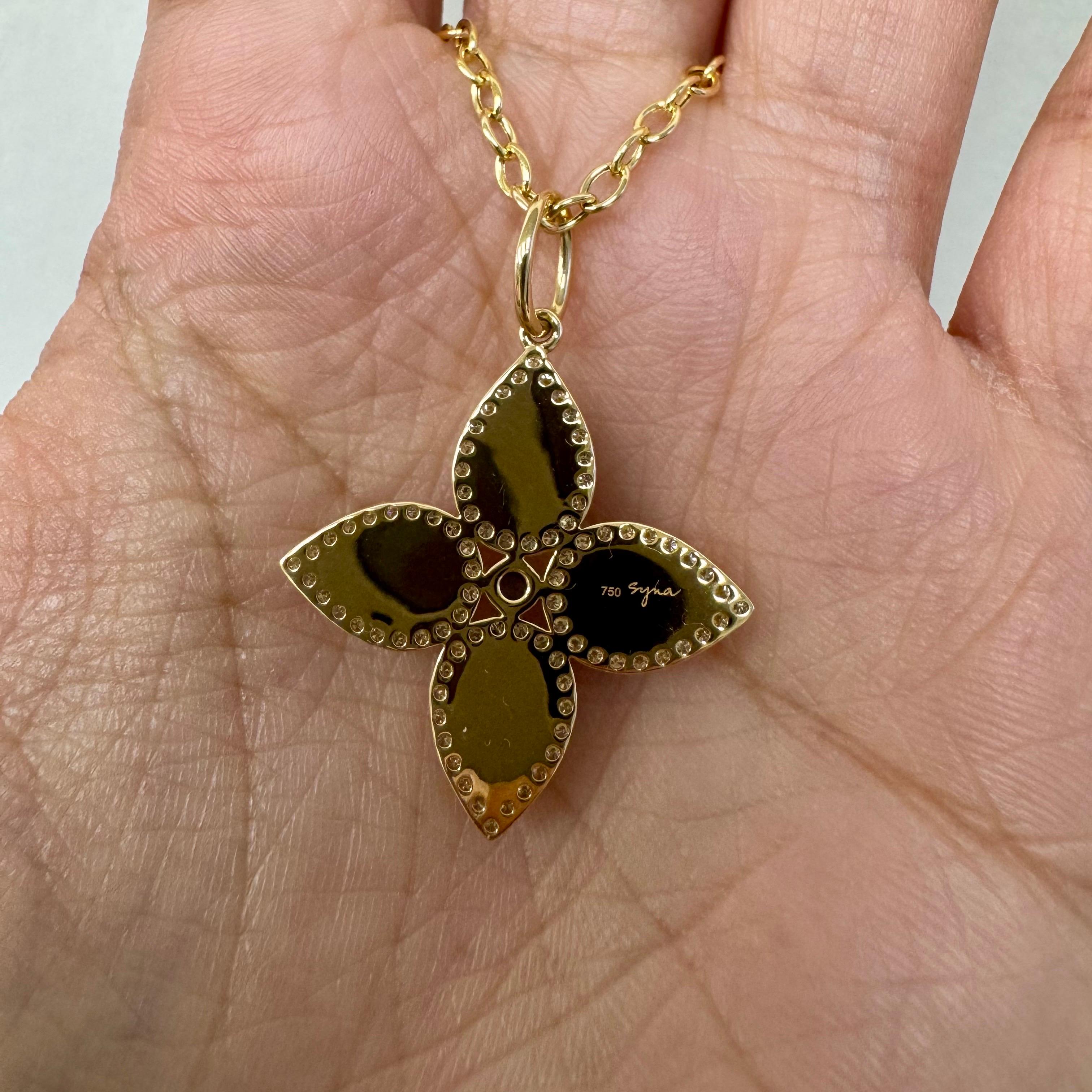 Women's Syna Yellow Gold Moon Quartz and Blue Sapphire Pendant with Diamonds For Sale