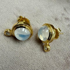 Boucles d'oreilles en or jaune Syna Quartz lunaire et diamant