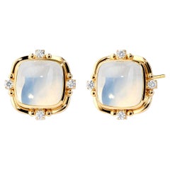 Syna Boucles d
oreilles en or jaune, quartz de lune et diamants