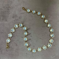 Syna Yellow Gold Moon Quartz and Diamonds Necklace