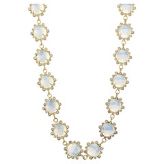 Syna Yellow Gold Moon Quartz and Diamonds Necklace