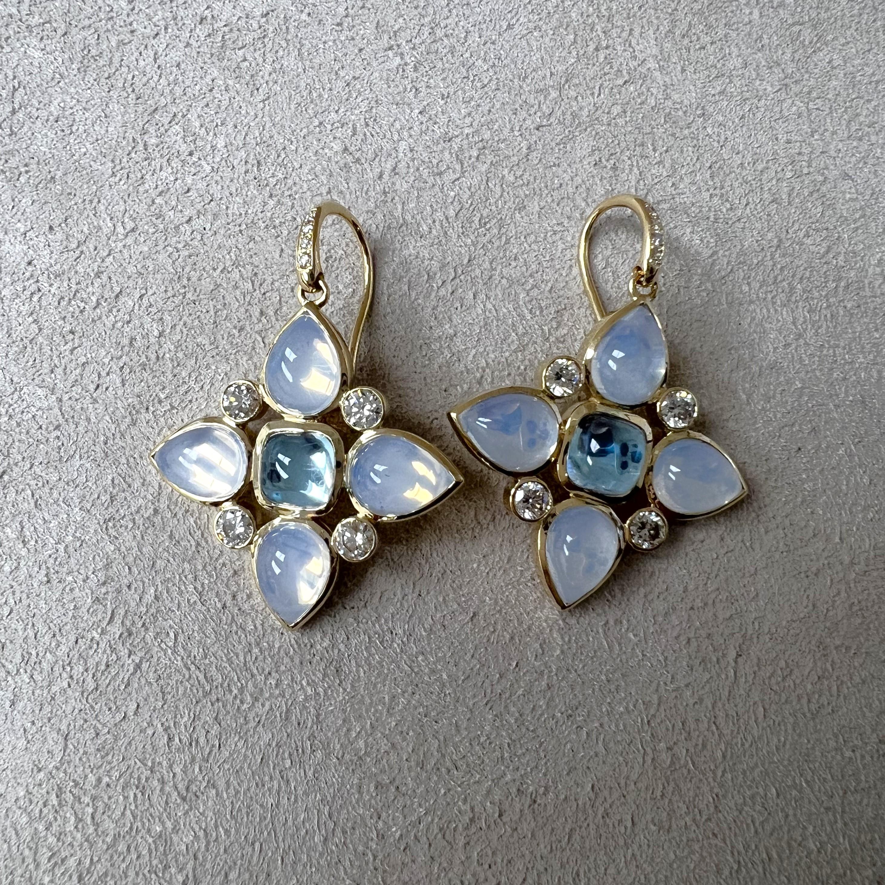 Created in 18 karat yellow gold
Moon quartz 9 carats approx.
Blue topaz 3 carats approx.
Diamonds 0.90 carat approx.
French wire for pierced ears
Limited Edition


About the Designers

Drawing inspiration from little things, Dharmesh & Namrata