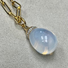 Syna Yellow Gold Moon Quartz Drop Pendant with Diamonds
