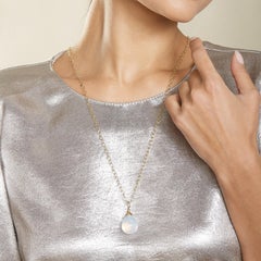 Syna Yellow Gold Moon Quartz Drop Pendant with Diamonds