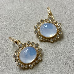 Syna Yellow Gold Moon Quartz Earrings with Diamonds