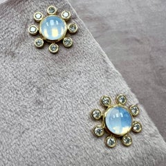 Syna Yellow Gold Moon Quartz Earrings with Diamonds