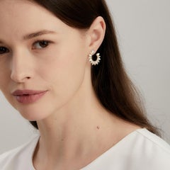 Syna Yellow Gold Moon Quartz Earrings with Diamonds