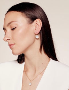 Syna Yellow Gold Moon Quartz Earrings with Diamonds