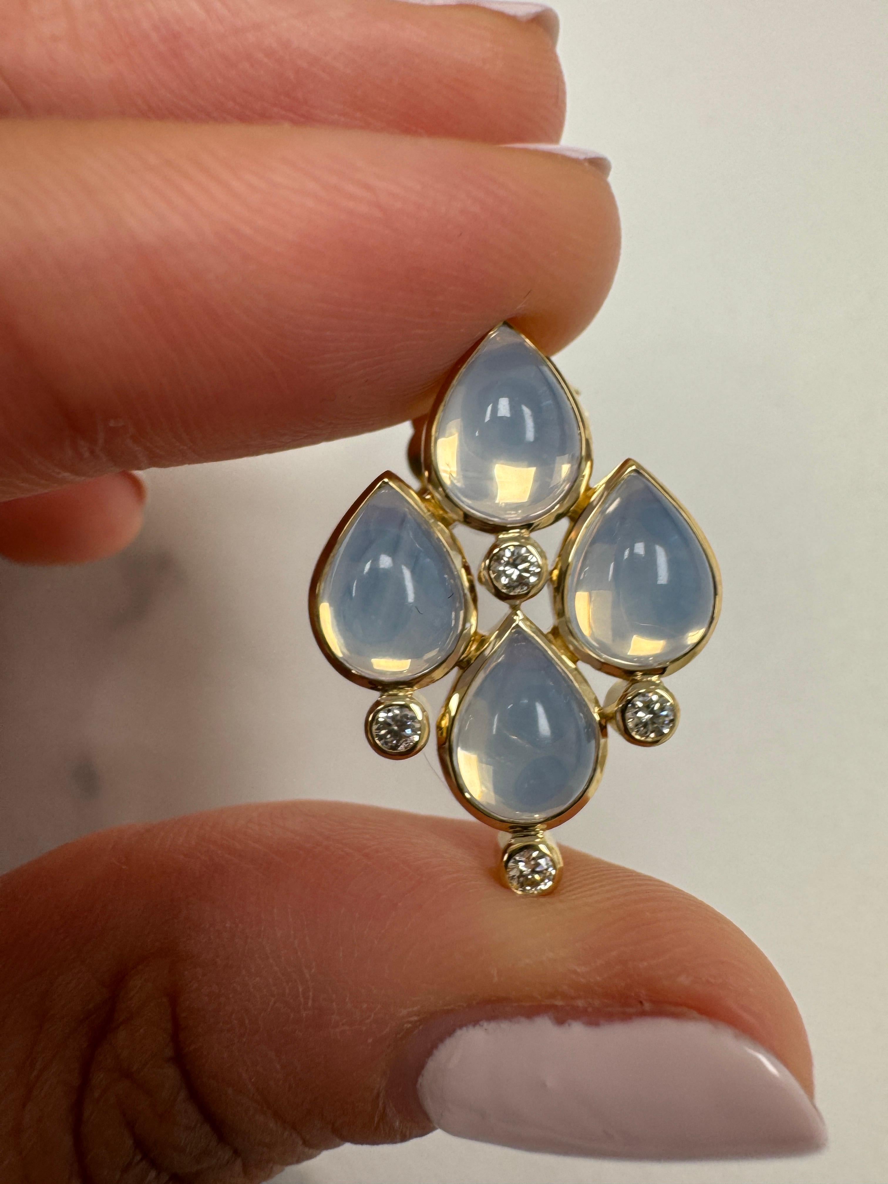 Taille mixte Syna Boucles d'oreilles en or jaune et quartz de lune avec diamants