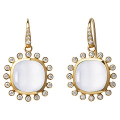 Syna-Ohrringe aus Gelbgold mit Mondquarz und Diamanten