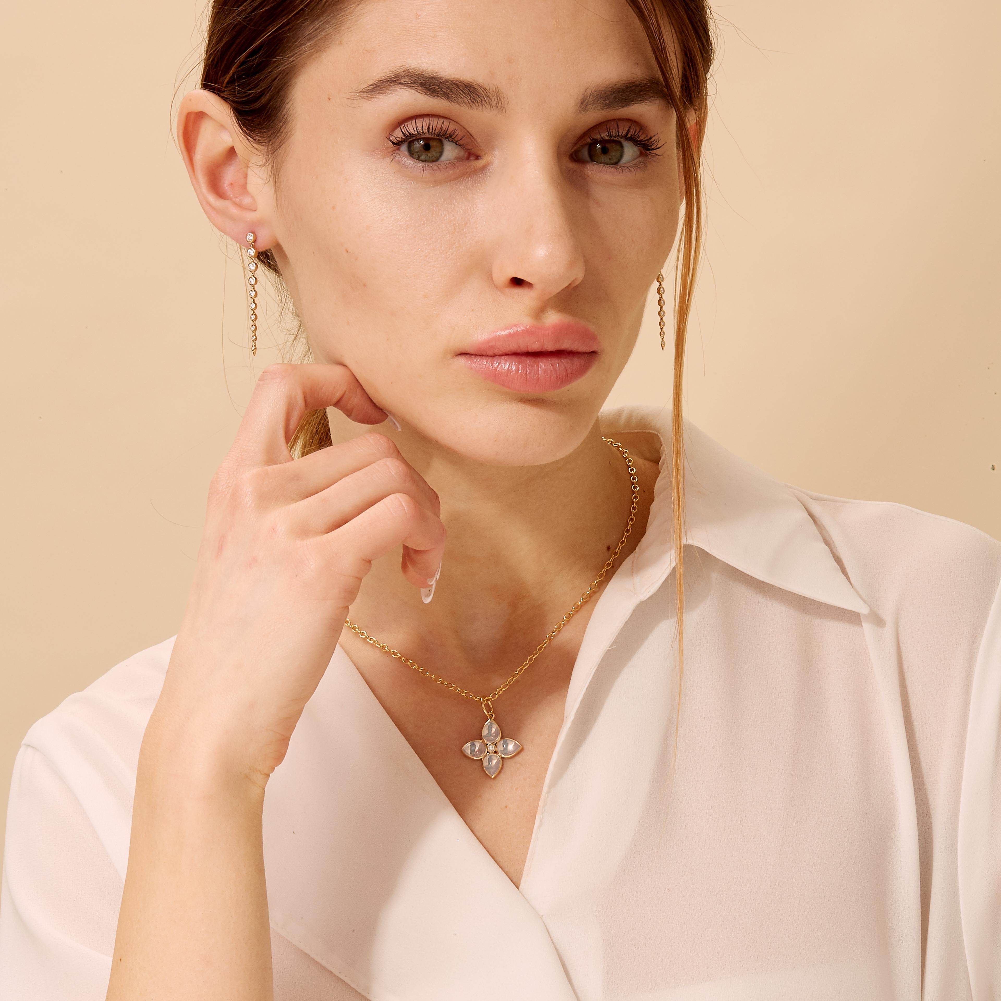 Created in 18 karat yellow gold
Moon quartz 5 carats approx.
Diamonds 0.04 carat approx.
Chain sold separately

Exquisitely-sculpted from 18K yellow gold, the Pendant is expertly-crafted with a 5-carat moon quartz and 0.04-carat diamonds, creating