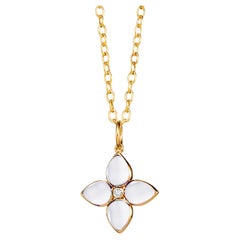 Syna Gelbgold Mondquarz-Blumenanhänger mit Diamant