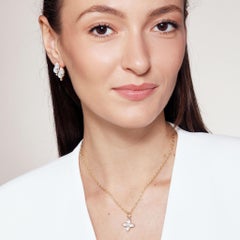Syna Yellow Gold Moon Quartz Flower Pendant with Diamonds