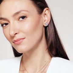 Syna Yellow Gold Moon Quartz Flower Studs with Diamonds