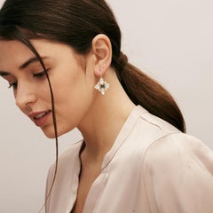 Syna Yellow Gold Moon Quartz, London Blue Topaz and Champagne Diamonds Earrings