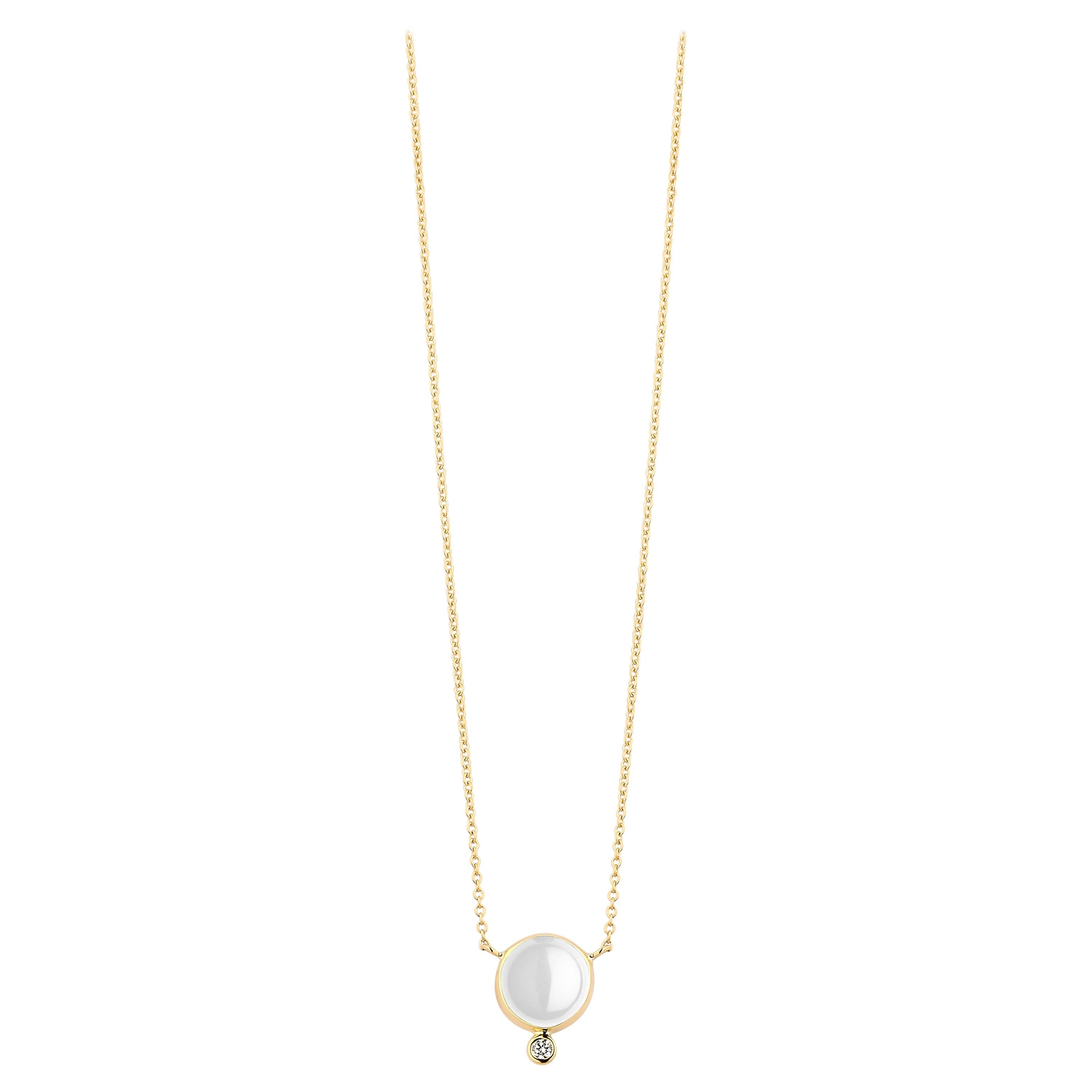 Syna Yellow Gold Moon Quartz Necklace with Champagne Diamond