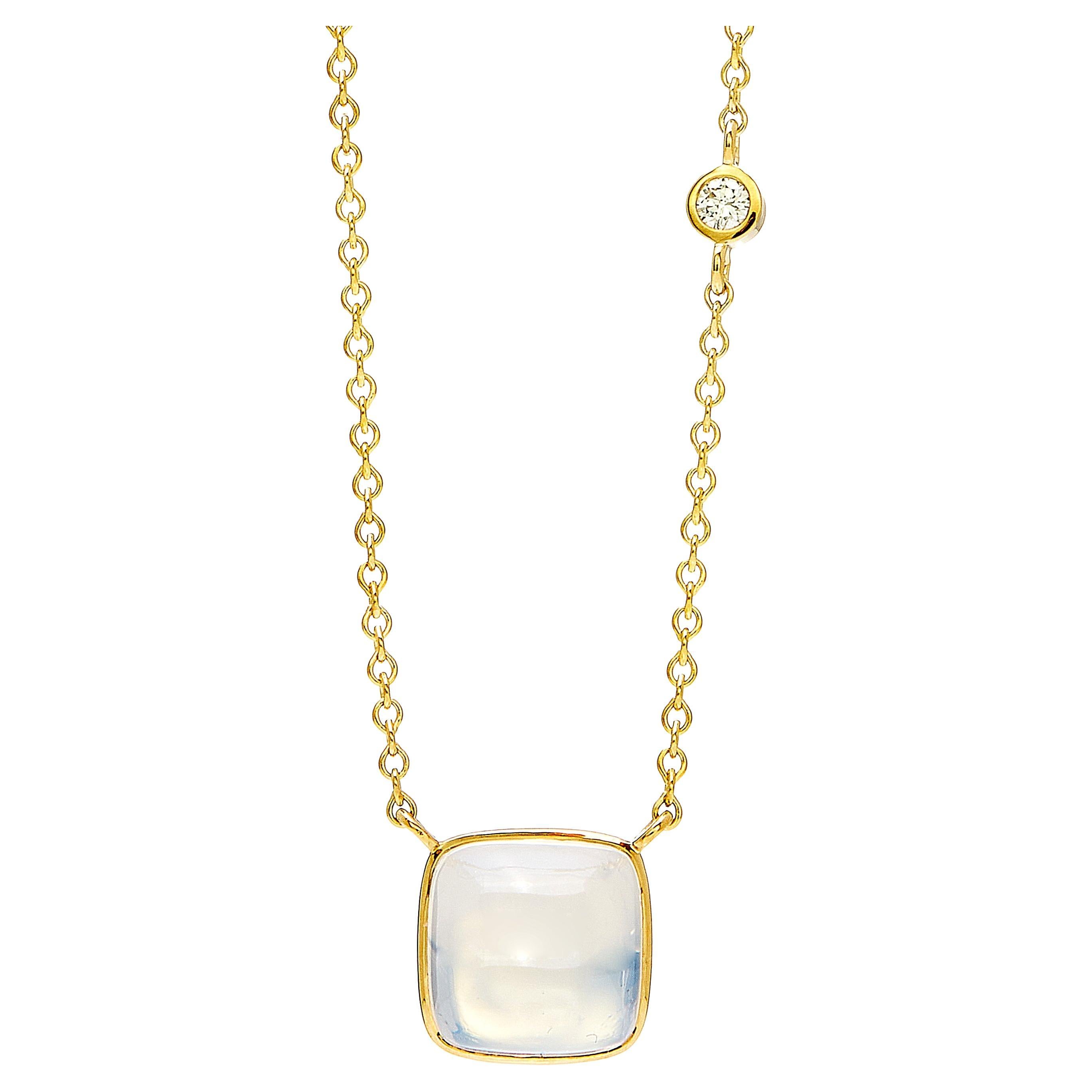 Syna Collier de quartz de lune en or jaune avec diamants