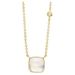 Syna Yellow Gold Moon Quartz Necklace with Diamond