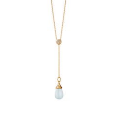 Syna Yellow Gold Moon Quartz Necklace with Champagne Diamonds