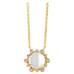 Syna Yellow Gold Moon Quartz Necklace with Diamonds