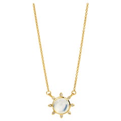 Syna Yellow Gold Moon Quartz Necklace with Diamonds