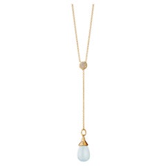 Syna Yellow Gold Moon Quartz Necklace with Champagne Diamonds