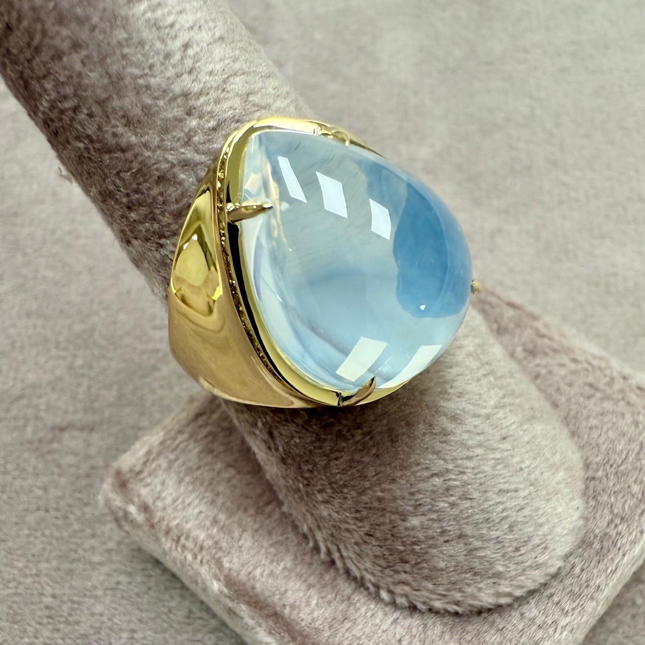 Women's Syna Yellow Gold Moon Quartz Pear Shaped Ring with Diamonds For Sale