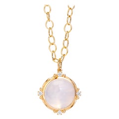 Syna Yellow Gold Moon Quartz Pendant with Champagne Diamonds
