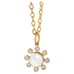 Syna Yellow Gold Moon Quartz Pendant with Diamonds