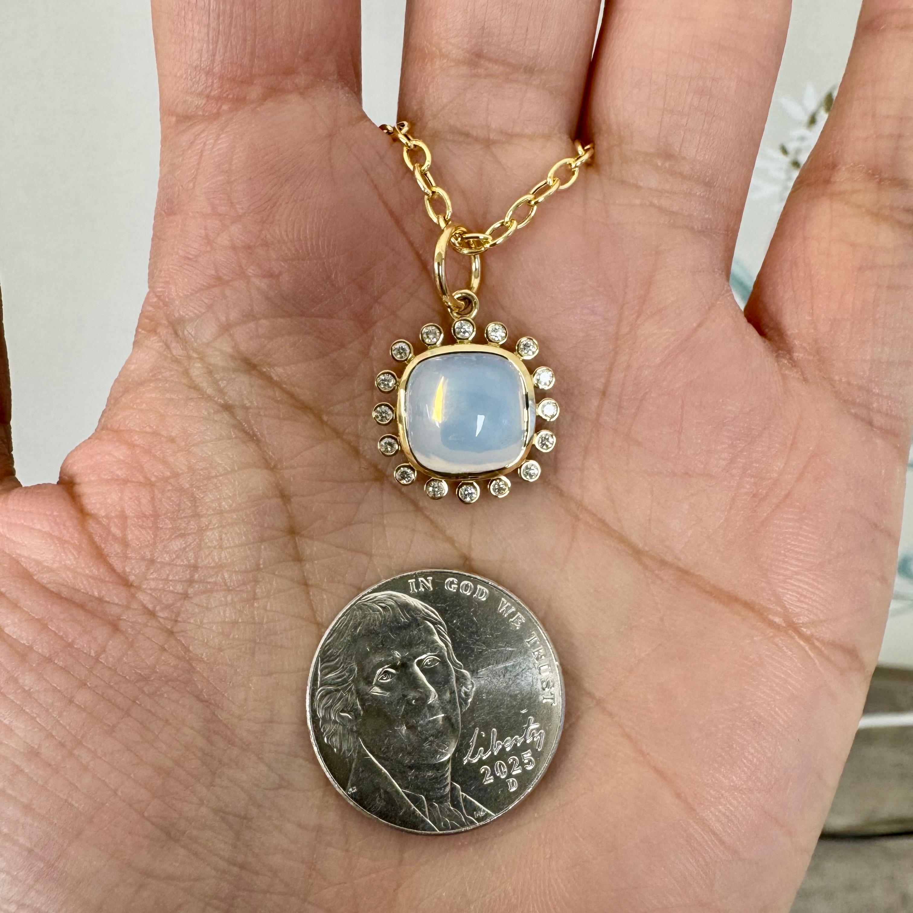 Created in 18 karat yellow gold
Moon Quartz 4.50 carats approx.
Diamonds 0.15 carat approx.
Chain sold separately



 About the Designers ~ Dharmesh & Namrata

Drawing inspiration from little things, Dharmesh & Namrata Kothari have created an
