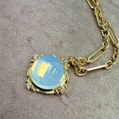 Syna Yellow Gold Moon Quartz Pendant with Diamonds