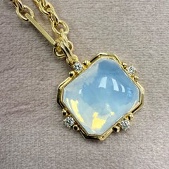 Syna Yellow Gold Moon Quartz Pendant with Diamonds