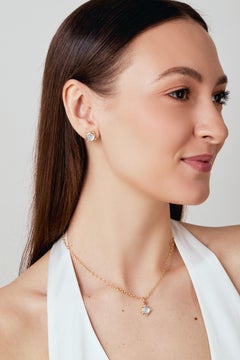 Syna Yellow Gold Moon Quartz Pendant with Diamonds