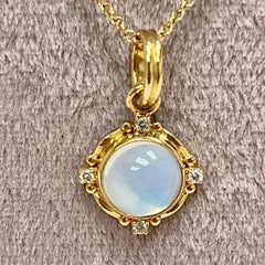 Syna Yellow Gold Moon Quartz Pendant with Diamonds