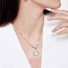 Syna Yellow Gold Moon Quartz Pendant with Diamonds